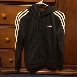 Adidas Black Zip-Up Hoodie with White Accents